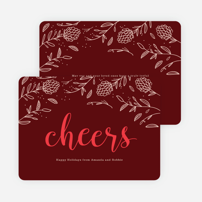 Pinecone Details Holiday Cards - Red