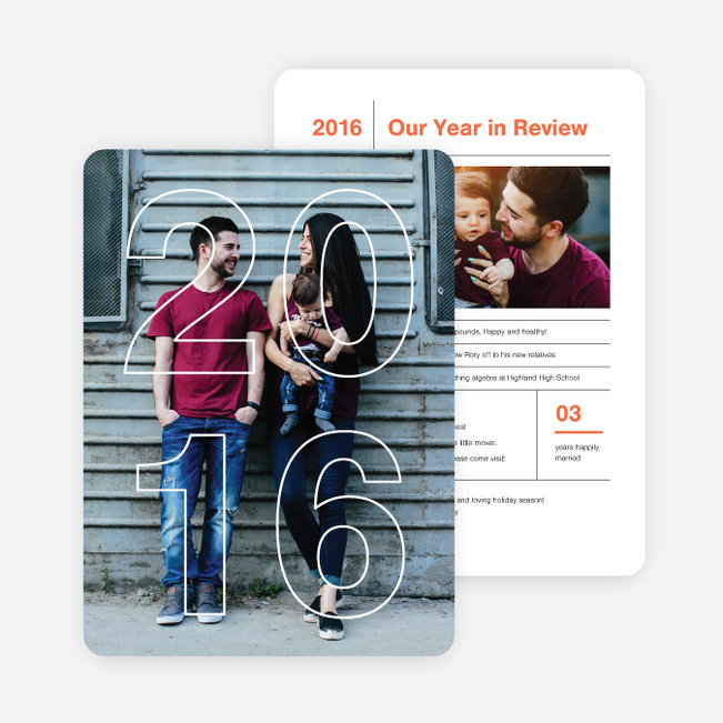 2016 Infographic Holiday Photo Cards - Red