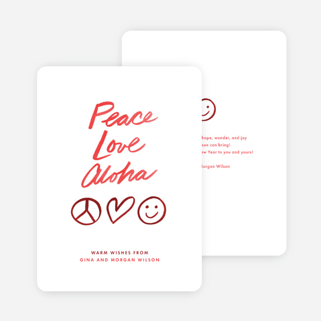 Aloha & Peace Holiday Cards - Red