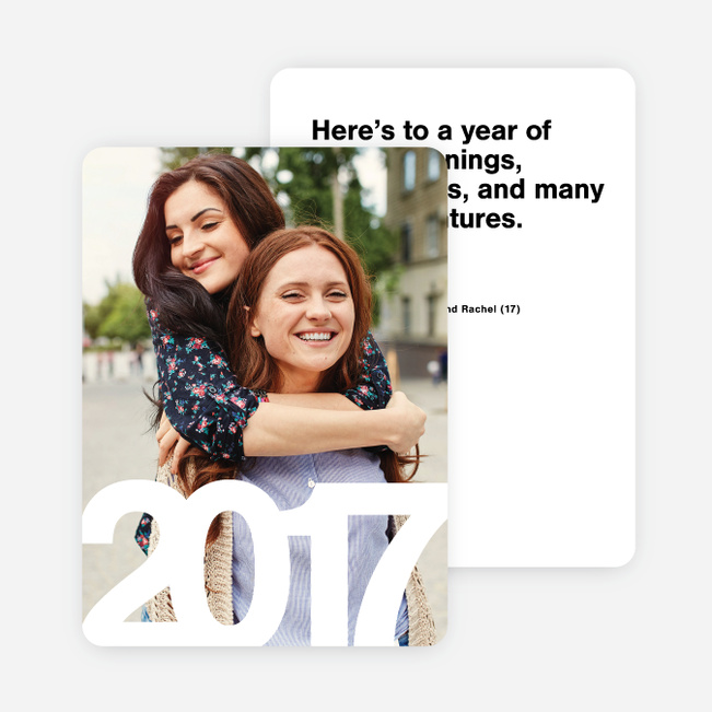 Bold Numbers Photo New Years Cards - Black