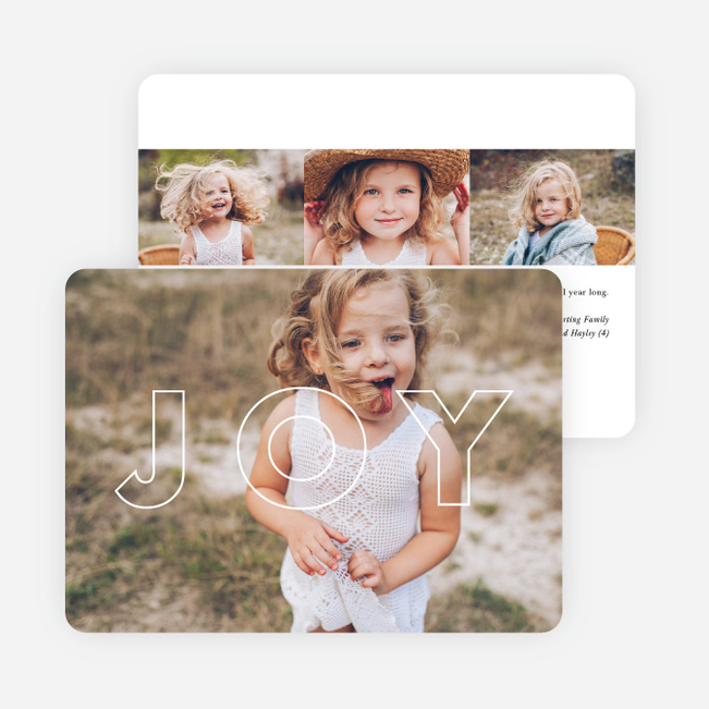 Joy Outline Holiday Photo Cards - Black