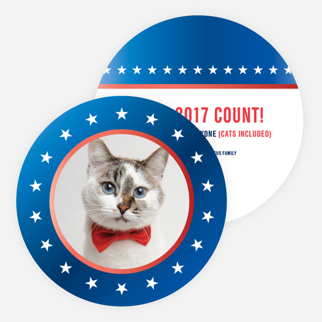 Political Button Photo Holiday Cards - Blue