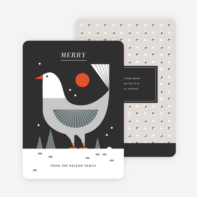 Retro Bird Christmas Cards - Black