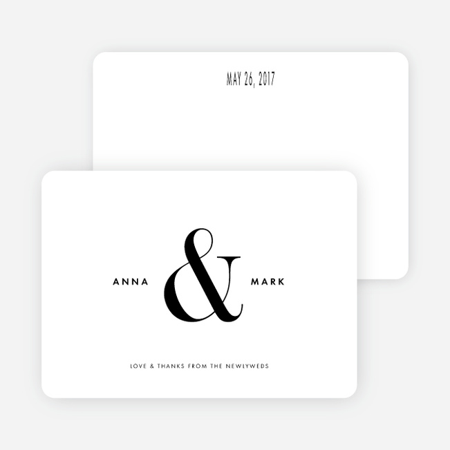 Ampersand Wedding Thank You Cards - Black