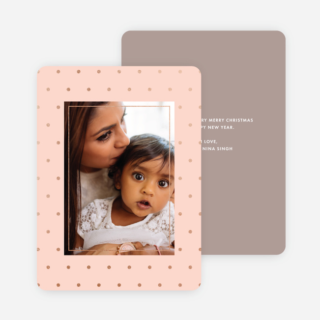 Dot Border Holiday Cards - Pink