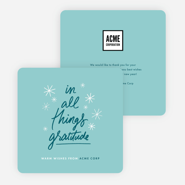 Express Gratitude Corporate Holiday Cards - Blue