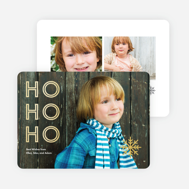 Foil Ho, Ho, Ho Christmas Cards - Yellow