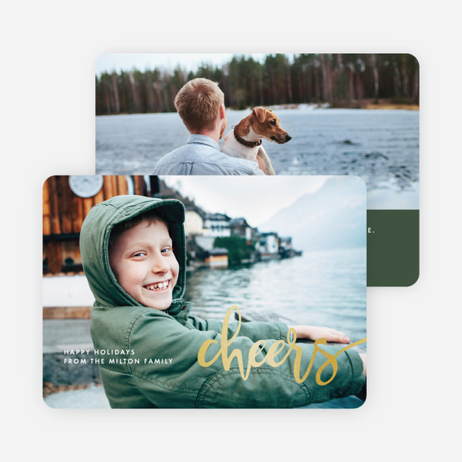 Foil Script Holiday Photo Cards - Green