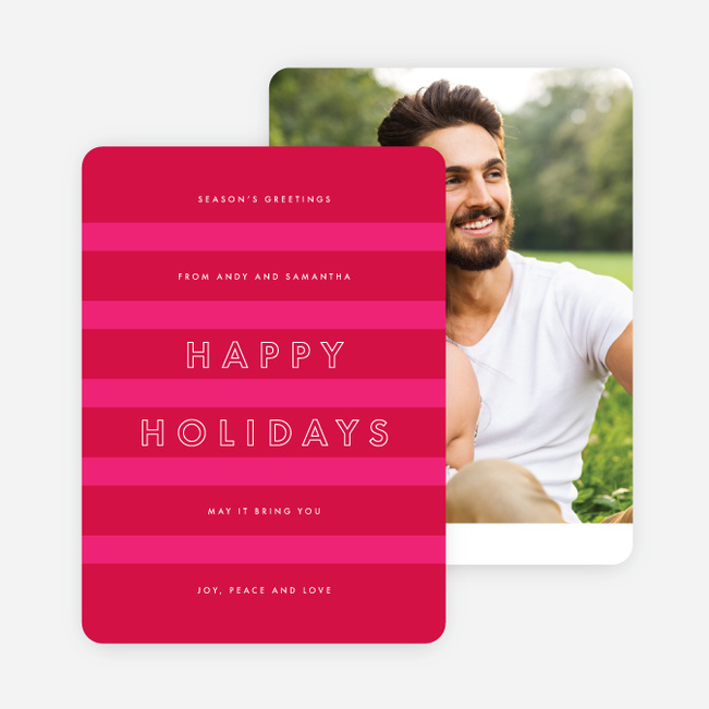 Happy Stripes Holiday Cards - Pink