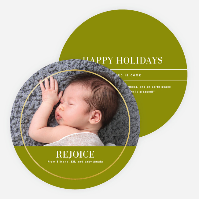 Foil Circle of Love Holiday Cards - Green