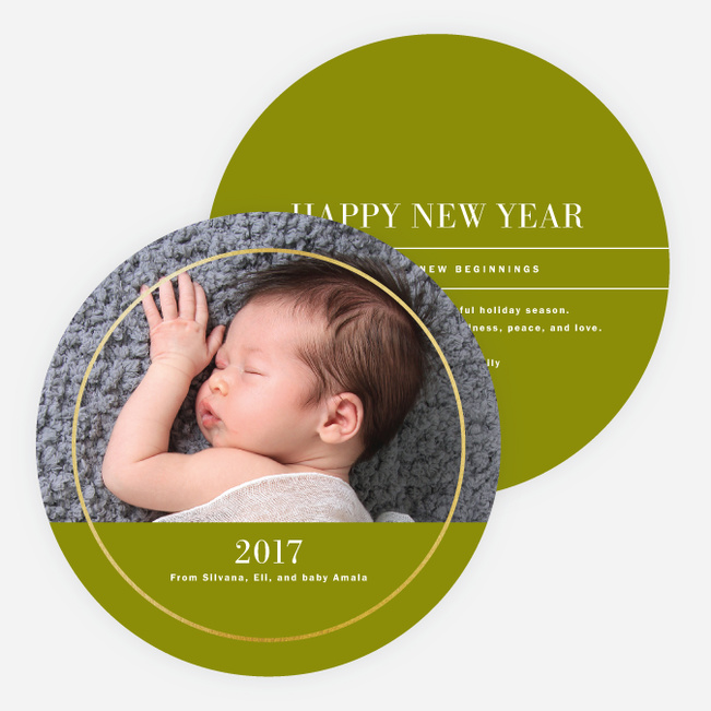 Foil Circle of Love Holiday Cards - Green