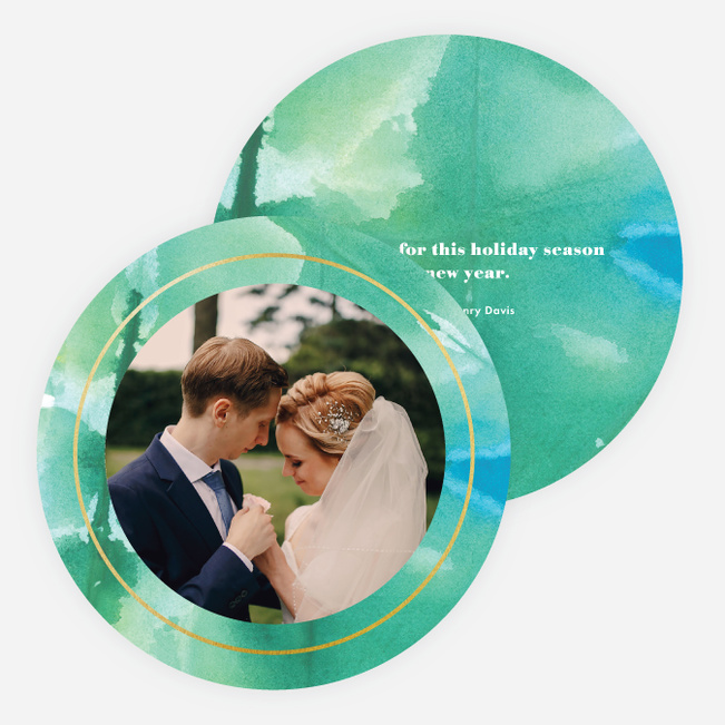 Foil Watercolor Painting Photo Cards - Green