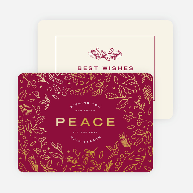 Foil Peace Motif Holiday Cards - Red