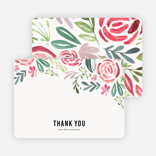 Strokes Of Floral Wedding Thank You Cards Paper Culture