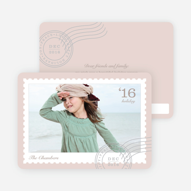 Holiday Stamps Photo Cards - Beige