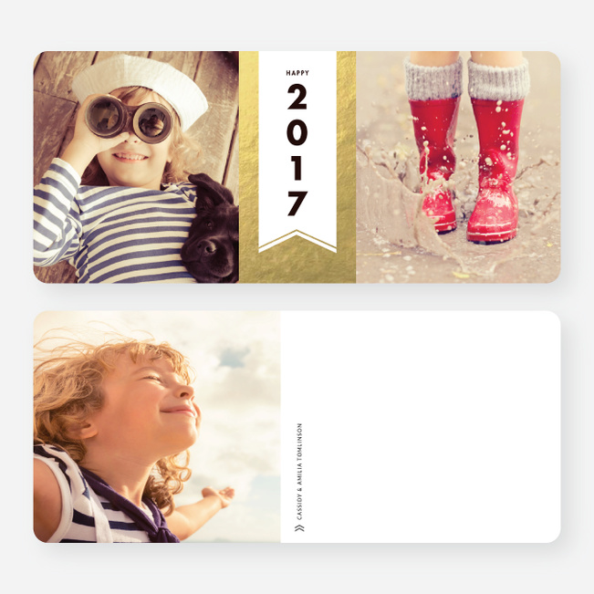 New Year Chevron Foil Cards - Yellow