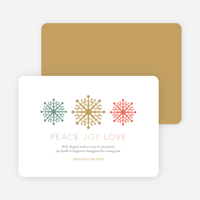 Custom Corporate Holiday Cards with Snowflake Theme - Beige