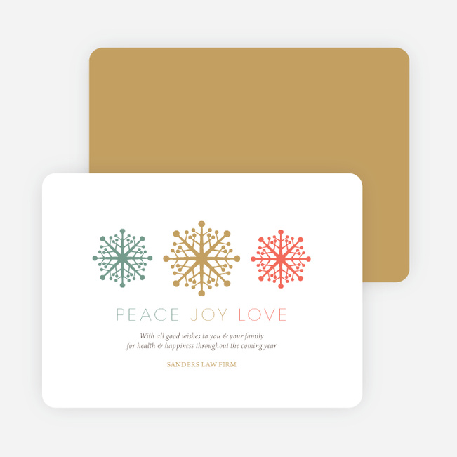 Custom Corporate Holiday Cards with Snowflake Theme - Beige