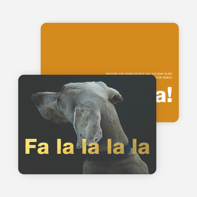 Fa-la-la-la-Foil: Deck the Halls or Diction Foil Holiday Photo Cards - Yellow