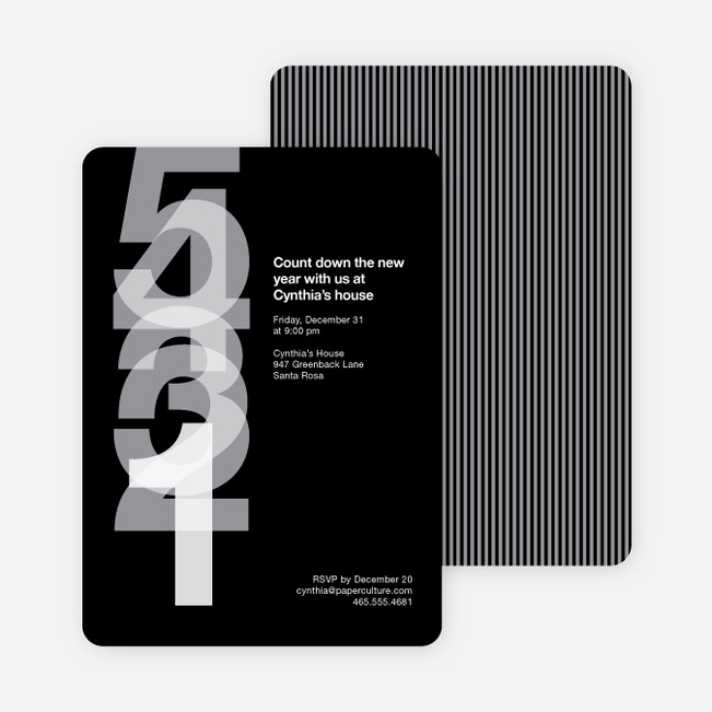 New Year’s Eve Countdown Invitations - Black