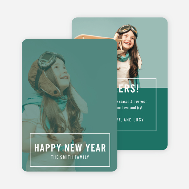 Outline Wishes New Year Cards - White