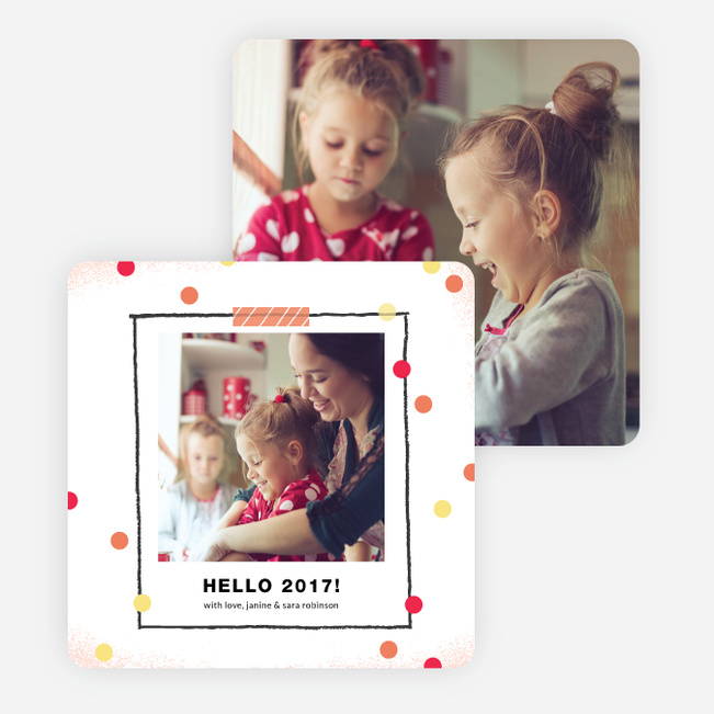 Polka Dot Frame New Year Cards - Orange