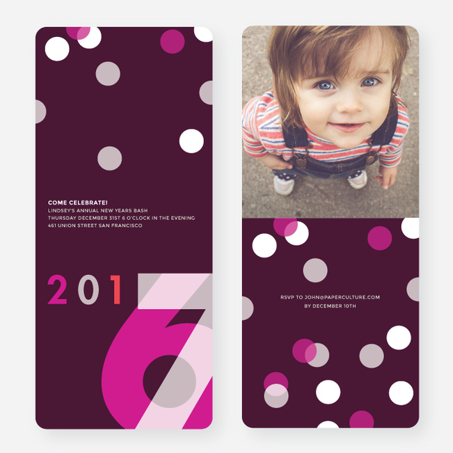Turn The Clock New Year Cards - Purple