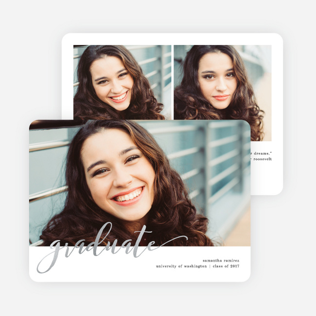 Foil Fun Script Graduation Announcements - Gray