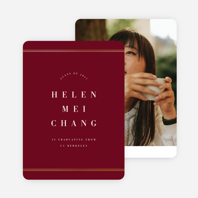 Foil Traditional Flair Graduation Announcements - Red