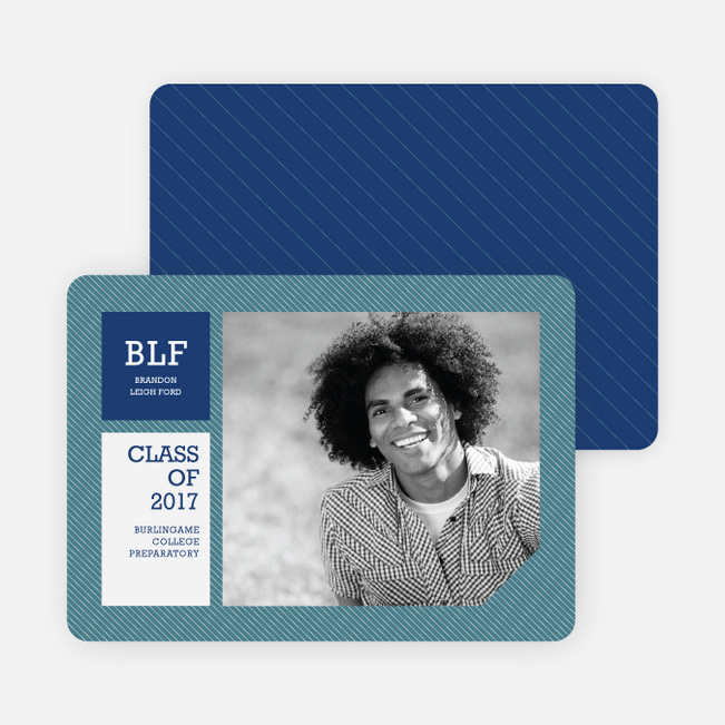 Graduation Stripes Graduation Announcements - Cadet Blue