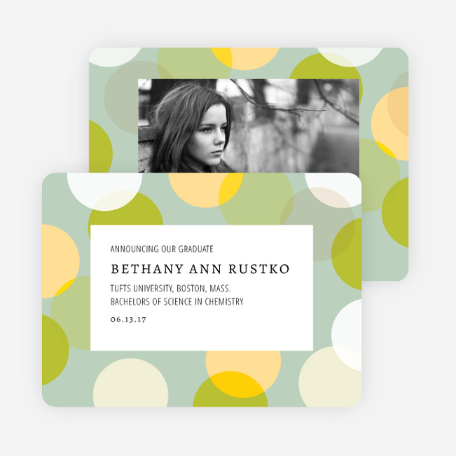 Overlapping Polka Dots Graduation Announcements - Green