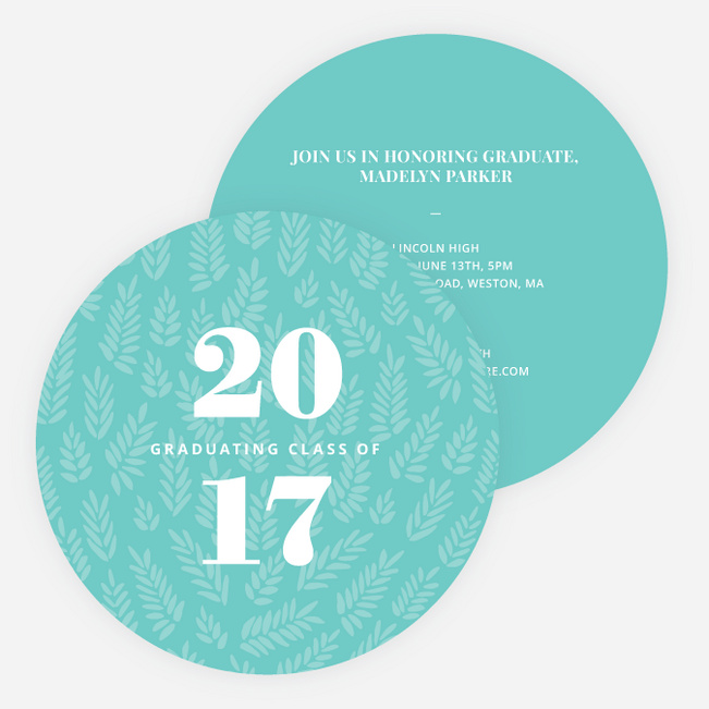 Modern Floral Graduation Announcements - Blue