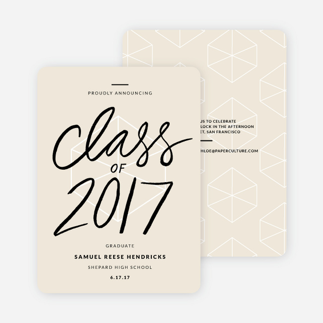Proudly Announcing Graduation Cards - Beige