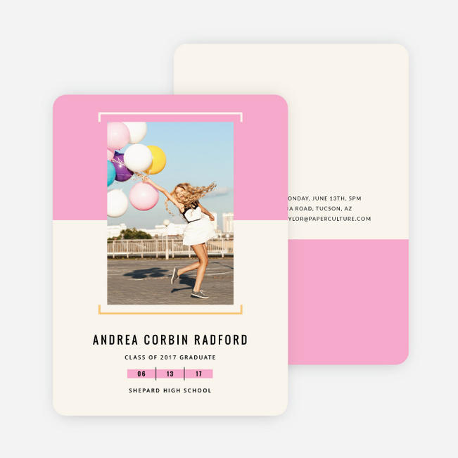 Two-Toned Graduation Invitations - Pink