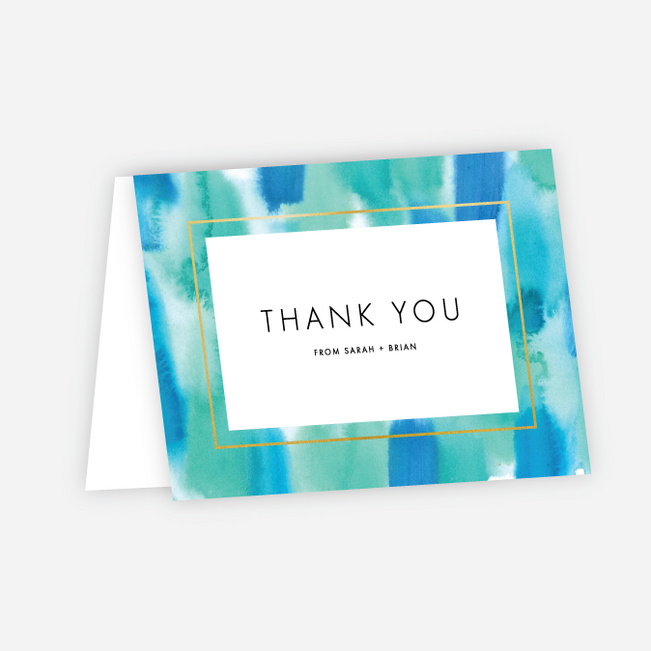 Infused Watercolors Wedding Thank You Cards - Blue