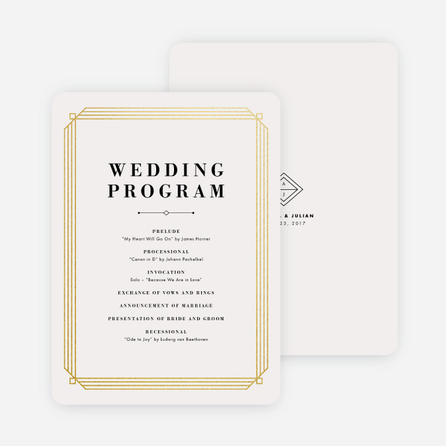 Art Deco Wedding Programs Paper Culture