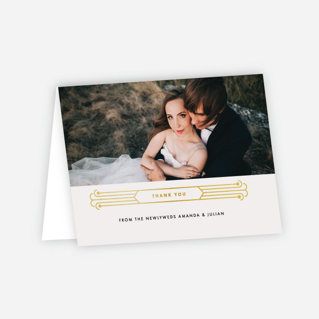 Art Deco Wedding Thank You Cards - Beige