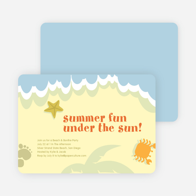 Beach Themed Summer Party Invitations - Lemon Chiffon