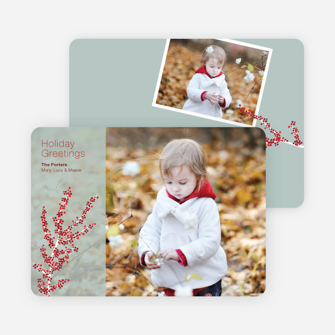 Berry Greetings Holiday Photo Cards - Sage