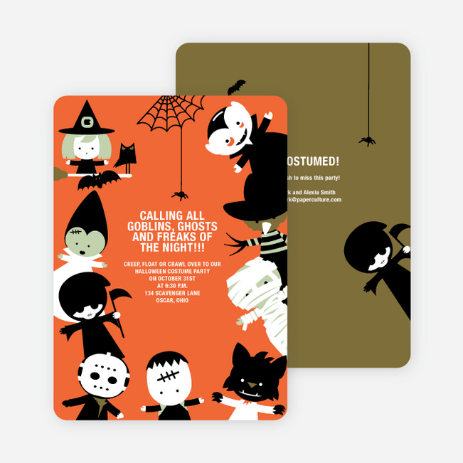 Costume Party Halloween Invites - Orange