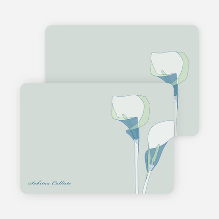 Elegant Flowers: Personal Stationery - Calla Lily Blue