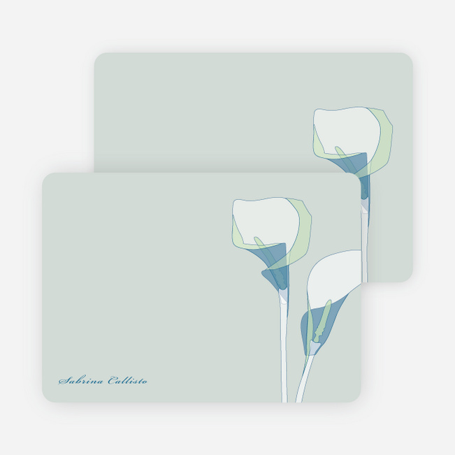 Elegant Flowers Personal Stationery - Calla Lily Blue