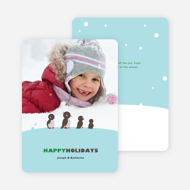 Happy Holidays Penguin Feet Cards - Sage Green