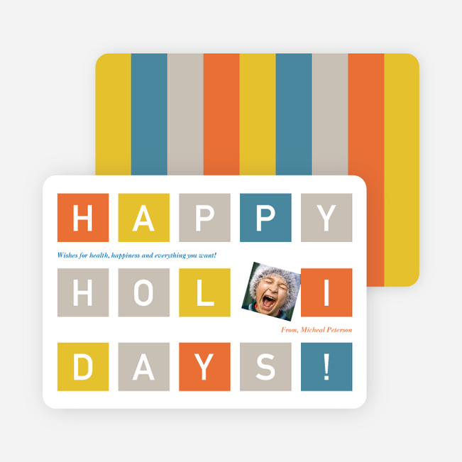 Holiday Block Photo Cards - Nickel