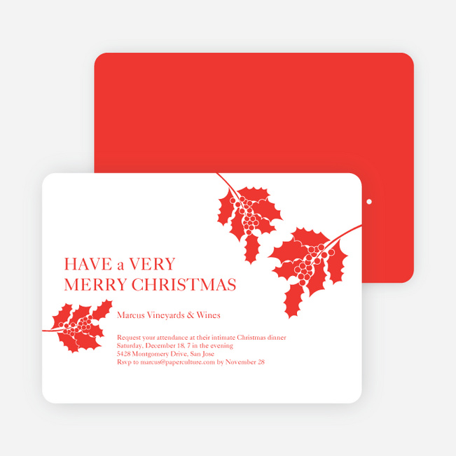 Holly Holidays Holiday Party Invitations - Salmon