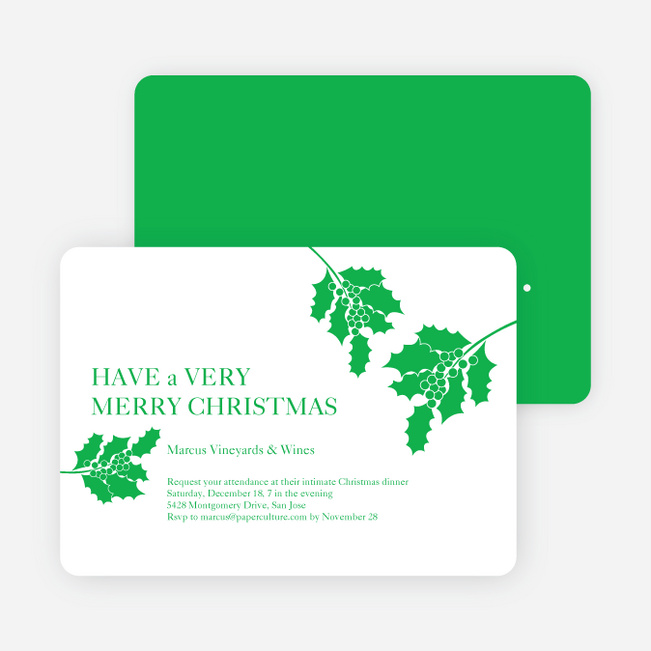 Holly Holidays Holiday Party Invitations - Shamrock