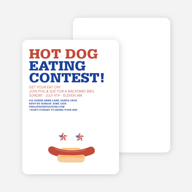 Hot Dog Eating Contest Summer Party Invitations - Brick