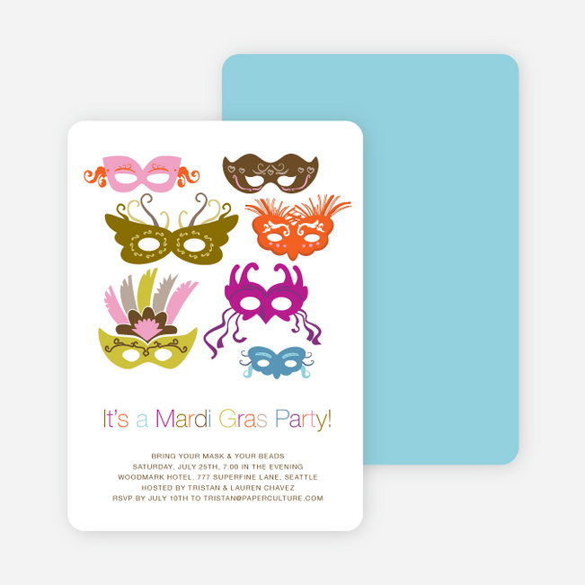 Mardi Gras Party Invitations - Violet