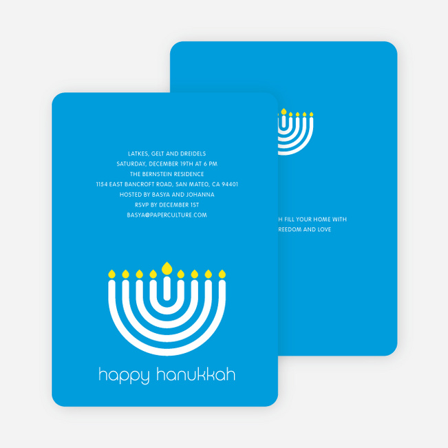 Menorah Happy Hanukkah Card - Royal Blue