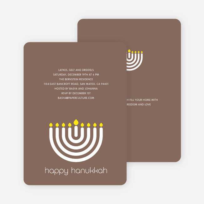 Menorah Happy Hanukkah Card - Cocoa Brown